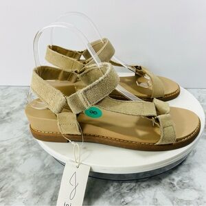 Joie Leather Sandals Womens 8 Tan Taupe Strappy Hook Loop New Winona Beachy